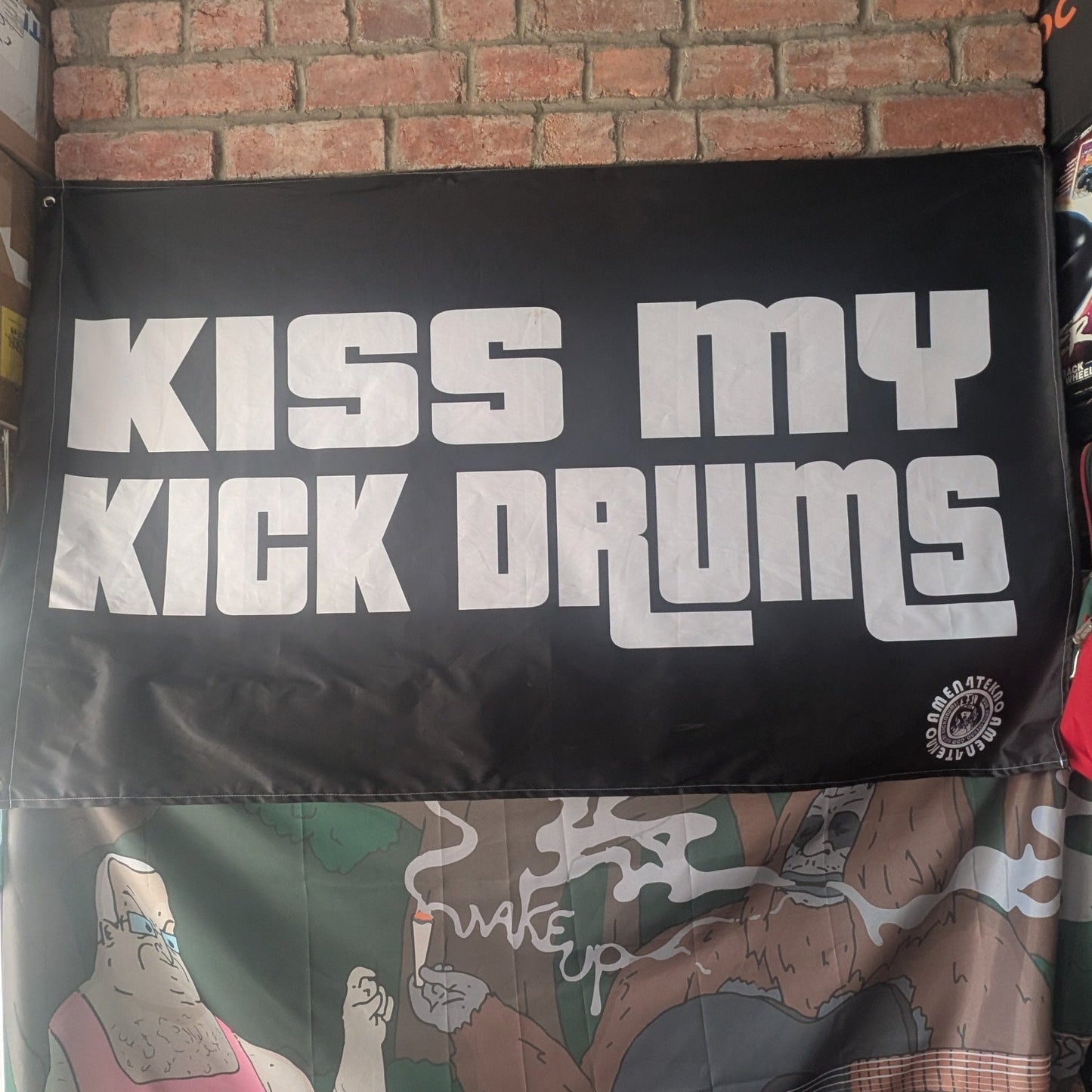 Amen4tekno kiss my kickdrums flag