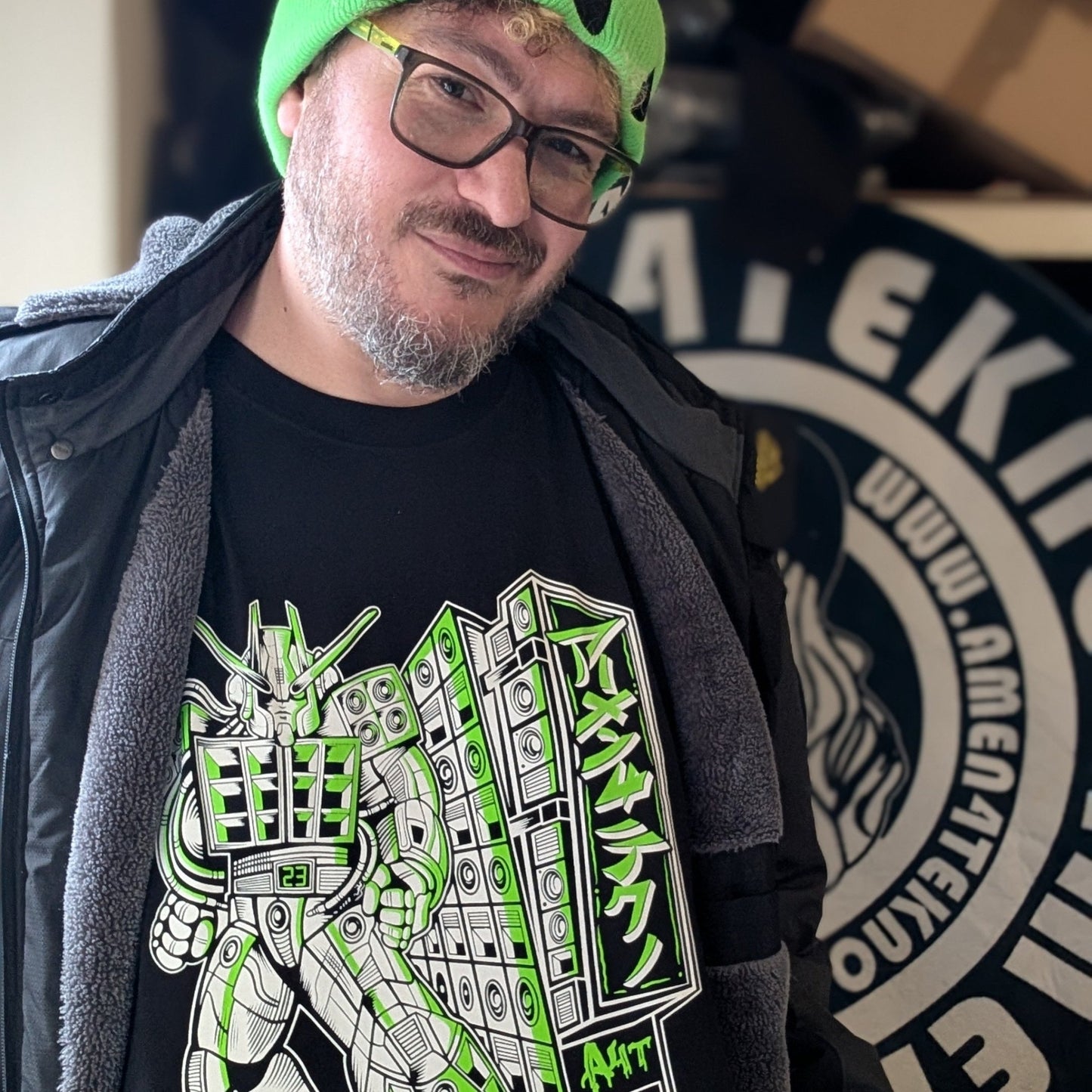 Japan Crew Green Gundam Rave Suit T-Shirt by Dirty Turtle and Amen4Tekno