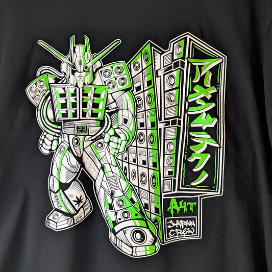 Japan Crew Green Gundam Rave Suit T-Shirt by Dirty Turtle and Amen4Tekno